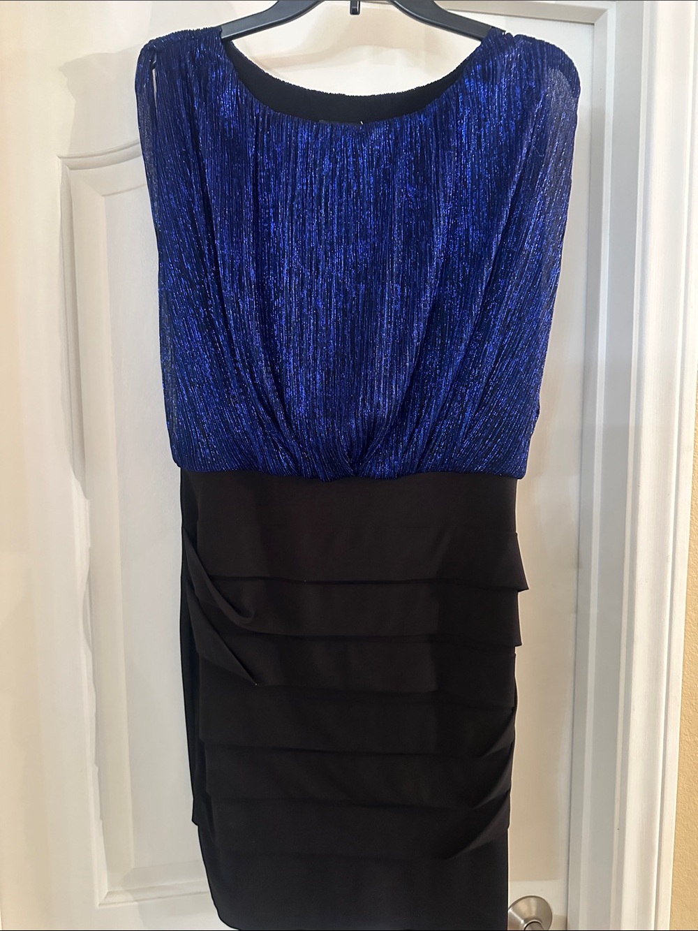 Blue and Black Evening Cocktail Dress
